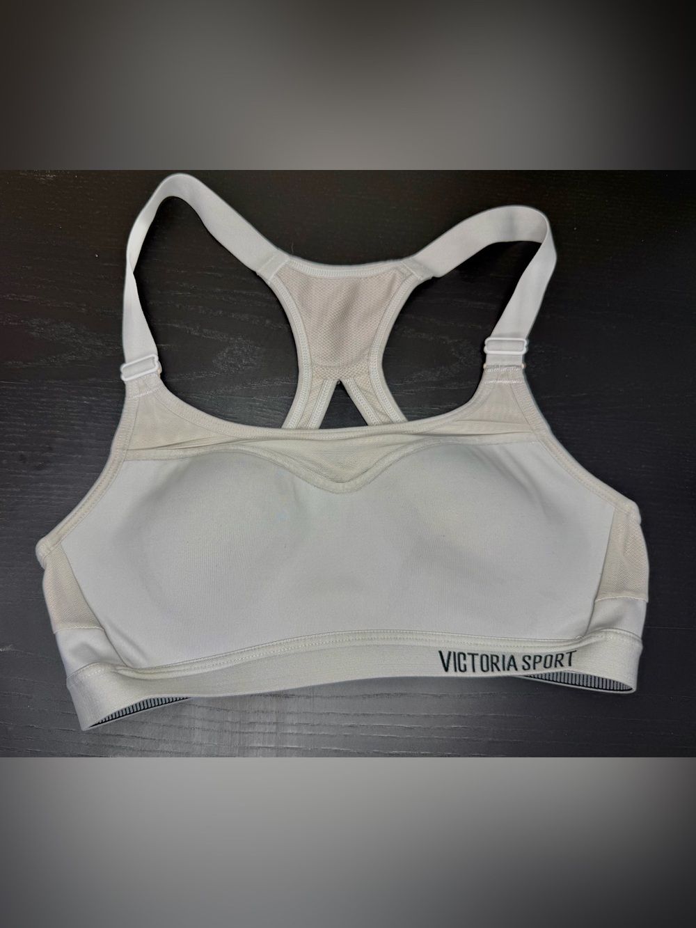 Victoria Sport Incredible Sports Bra White Mesh Racerback Womens Size 32B VS